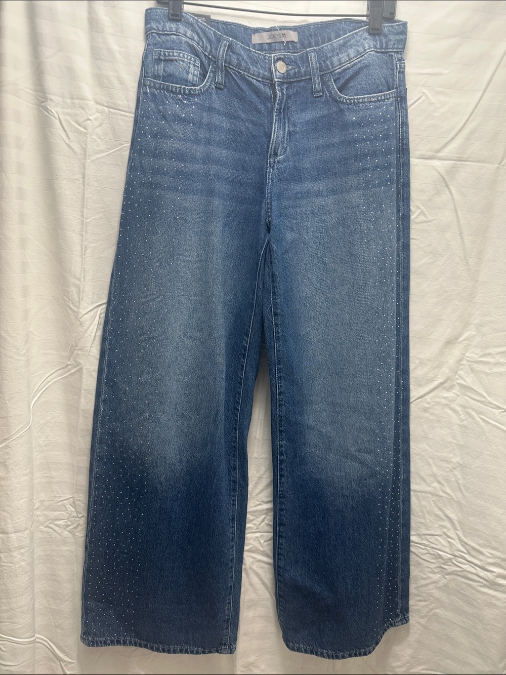 Wide Leg Blue Men's Jeans with Subtle Stud Detail